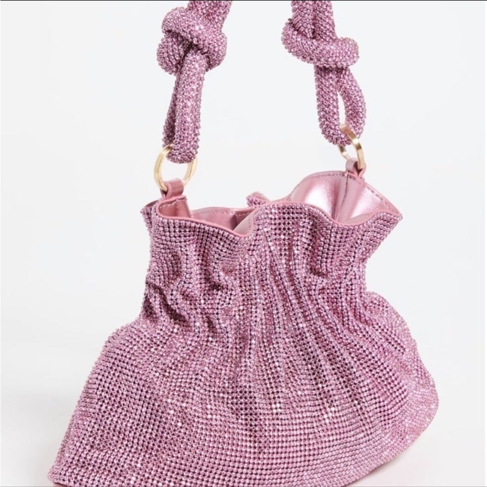 🆕 Cult Gaia Slouchy Pink Mini Crystal Embellished Shoulder Bag - Picture 15 of 17